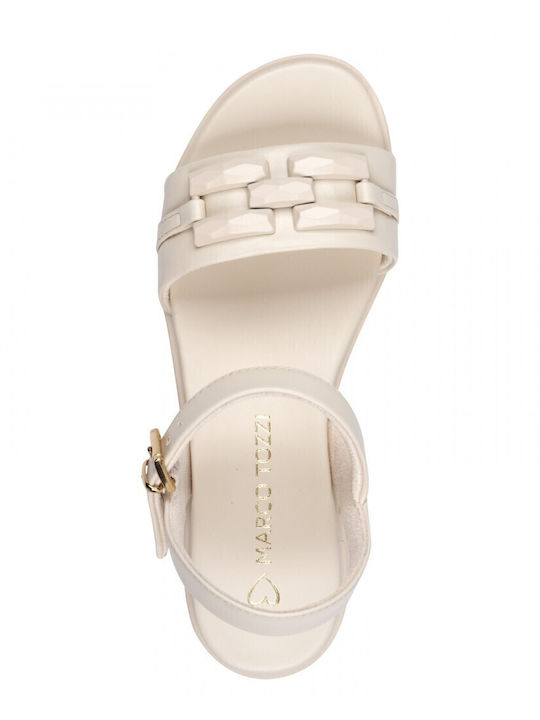Women's Flat Sandals in Ecru Color