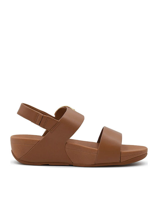Leather Women's Flat Sandals in Brown Color