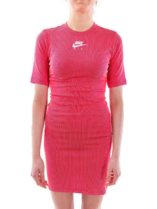 Air Summer Mini Athletic Off-Shoulder Dress Short Sleeve Fuchsia