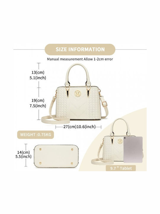 Leder Damentasche Schultertasche Beige