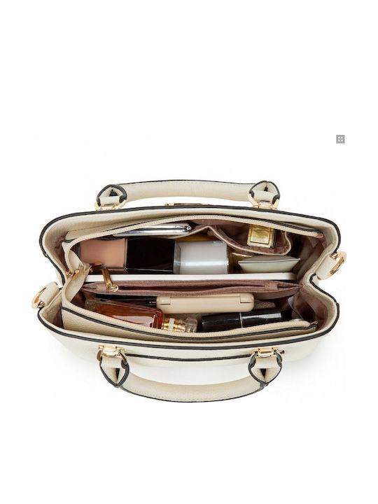 Leder Damentasche Schultertasche Beige