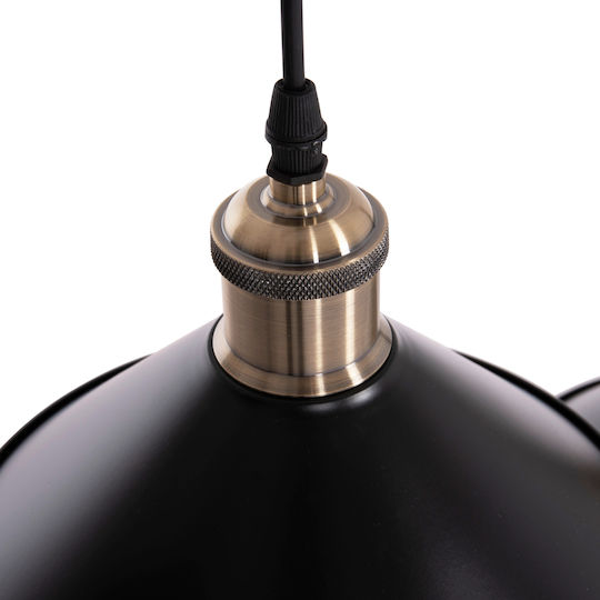 HomeMarkt Bell Pendant Light Black Bell with Socket E27 21x21cm