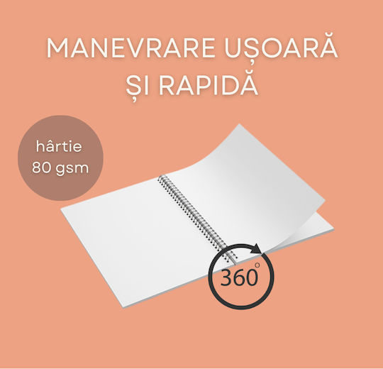 Caiet Spiral A5 Jurnal Bullet 80 Foi Cu Pagini Albe Albe