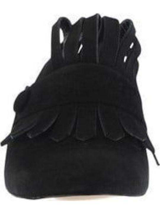 Leather Mules with Heel in Black Color