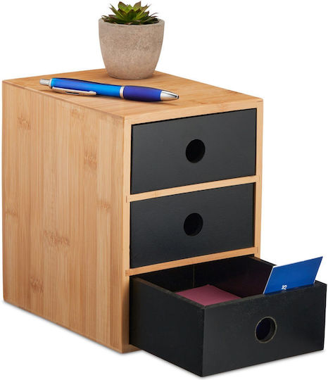 Relaxdays Schreibtischschublade 3 Positionen 15x20x21cm Braun