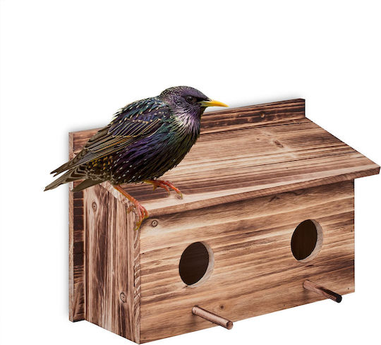 Dekoratives Vogelhaus aus Holz 22 x 35 x 18 cm Braun