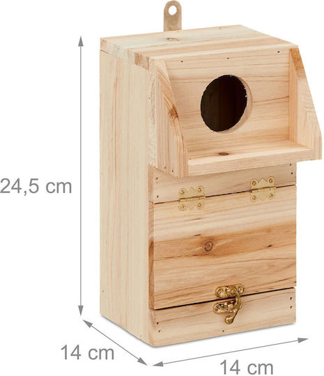 Căsuță Decorativă din Lemn pentru Păsări 24,5 X 14 X 14 Cm Naturală