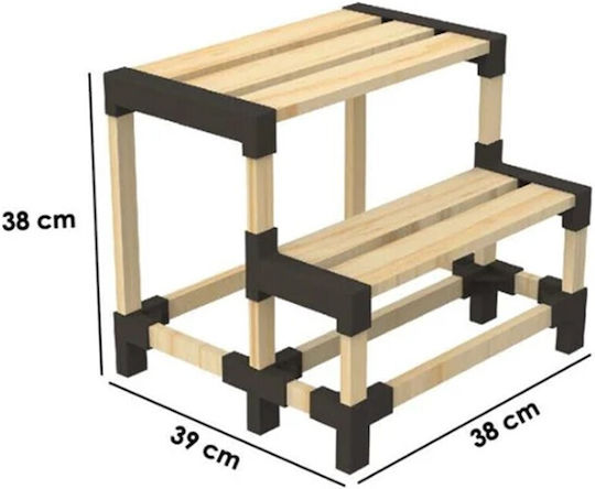 Scăunel scări Lemn cu 1 treaptă 38cm