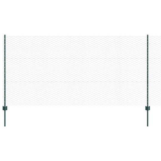 11 Pcs Fence Posts U-channel Green 120 cm Hexagonal Fence Green 1.2x100 m Green