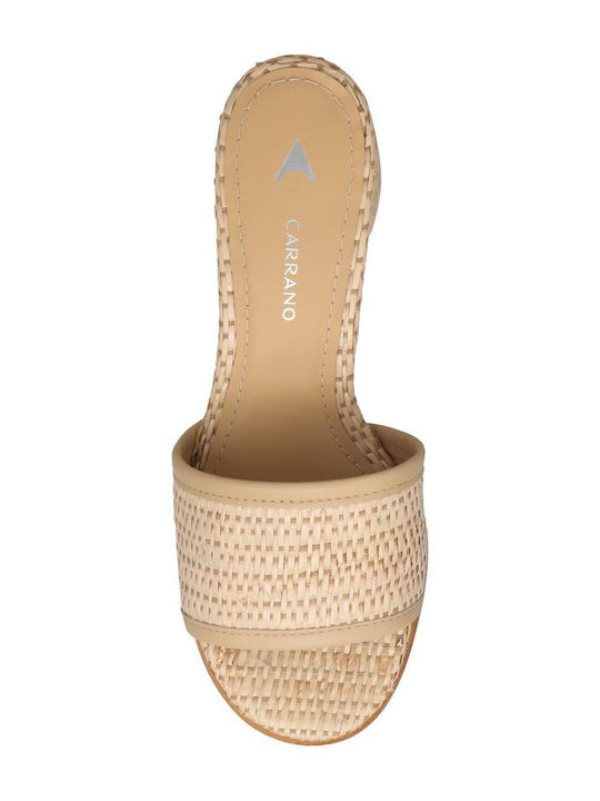 Mules with Chunky Heel in Beige Color