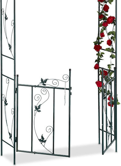Poartă Metalică Arcuită pentru Flori Cățărătoare Verde Închis 230 X 113,5 X 36,5 Cm Relaxdays