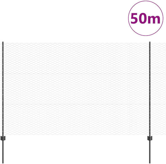 Vidaxl Steel Posts 22 Pcs U-channel Grey 150 cm Hexagonal Fence Vidaxl Grey 1.5x50 m Steel