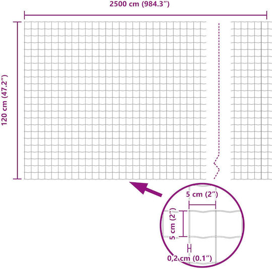 vidaXL Συρματόπλεγμα Γαλβανιζέ Πράσινο 1.2x25m