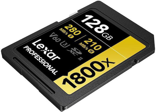 Lexar Professional 1800x SDXC 128GB U3 V60 UHS-II 270MB/s With Adapter
