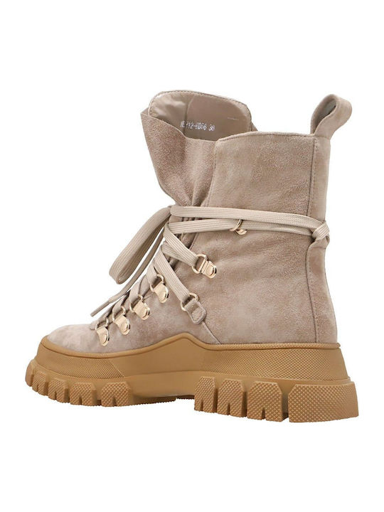 Wildleder Stiefeletten Damen Beige