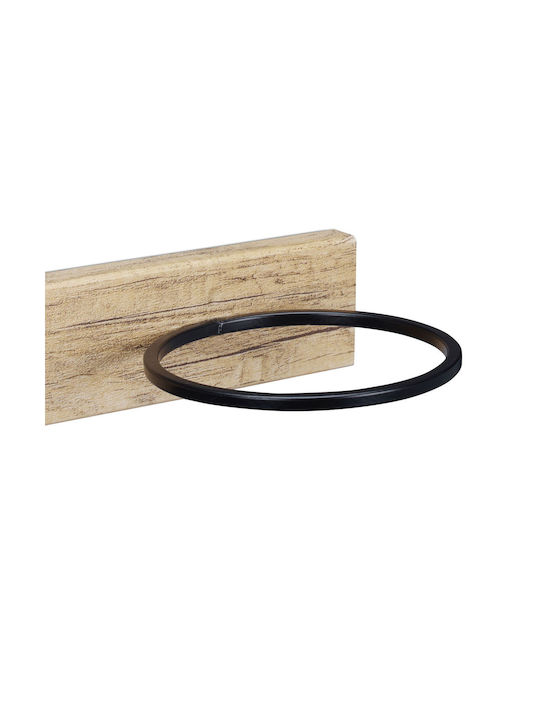 Coat Rack 3 Hooks 1 Ring MDF Iron Dimensions 13 x 65 x 14.5 cm Brown Black Relaxdays