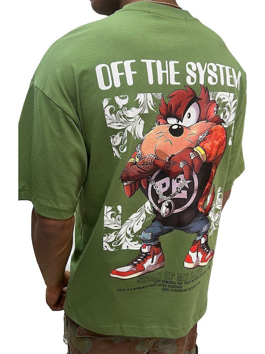 Oversize T-shirt Off System Green Ανδρικό Ov-6229-gn Oversize T-shirt Off System Green Ανδρικό Ov-6229-gn