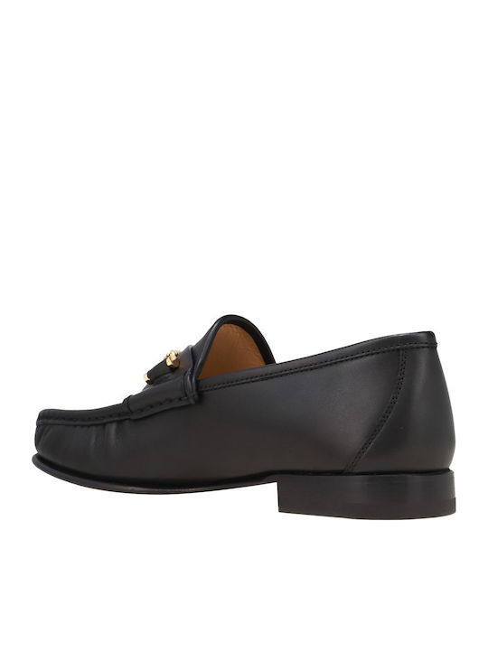 Leder Damen Loafers in Schwarz Farbe