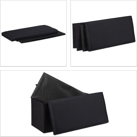 Relaxdays Lemn Cutie de Depozitare cu Capac Negru 38x76.5x38.5cm 1buc