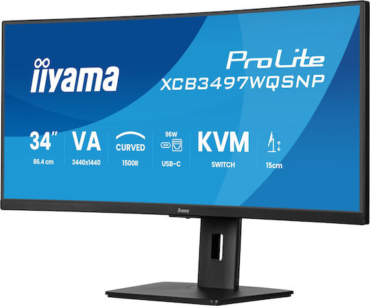 Iiyama Prolite XCB3497WQSNP-B1 Ultrawide VA Curved Monitor 34" QHD 3440x1440