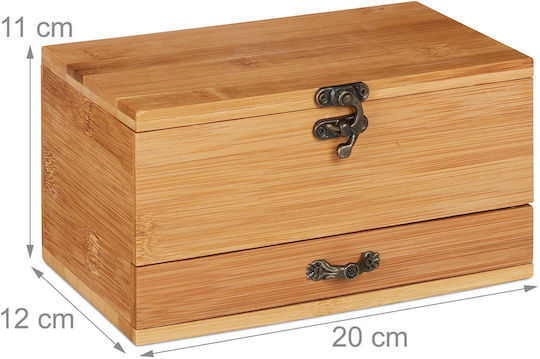 Relaxdays Καλάθι Αποθήκευσης Bamboo με Καπάκι Μπεζ 20x12x11cm