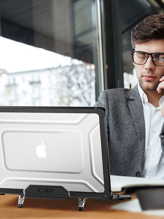 Θήκη Tech Protect Smartshell Pro Apple Macbook Air 13 M2 M3 M4 2023-2025 Μαυρο Διαφανο