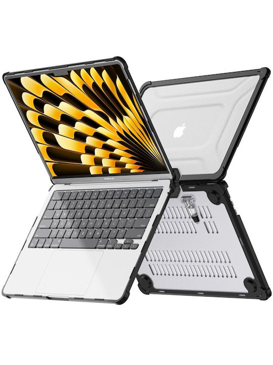 Θήκη Tech Protect Smartshell Pro Apple Macbook Air 13 M2 M3 M4 2023-2025 Μαυρο Διαφανο