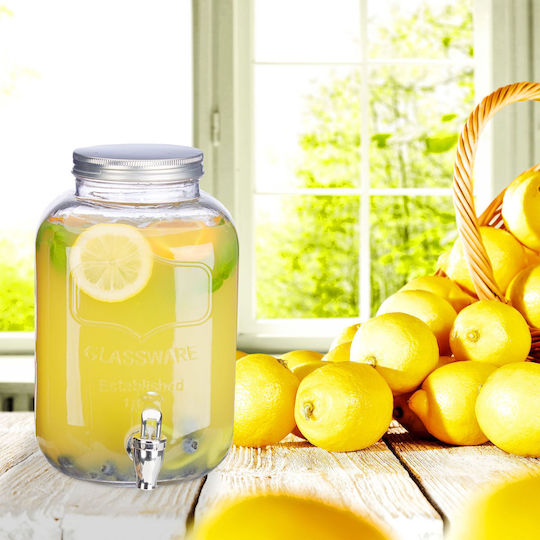 Relaxdays Carafe Lemonade Citronade Elderflower Juice Tap Screw Cap 8 L