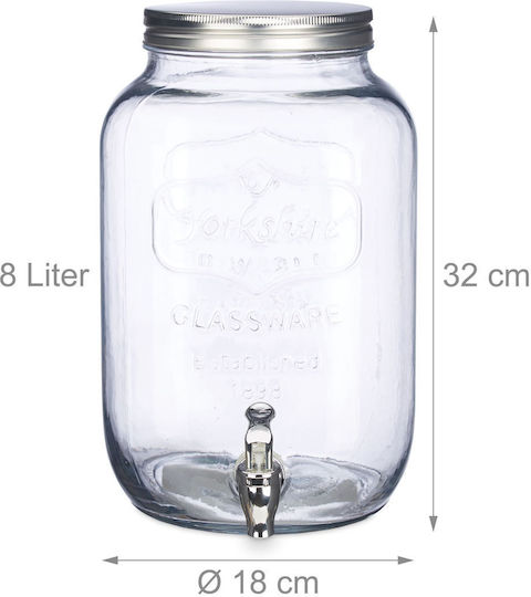 Relaxdays Carafe Lemonade Citronade Elderflower Juice Tap Screw Cap 8 L