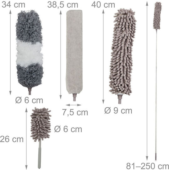 Staubwischmopp 4 austauschbare Köpfe ausziehbare Stange Polyester Edelstahl