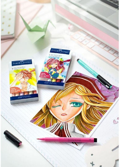 Faber-Castell Pitt Artist Μαρκαδόροι Σχεδίου 1.5mm Σετ 6 χρώματα