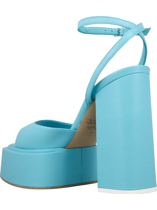 Leather Sandals Light Blue