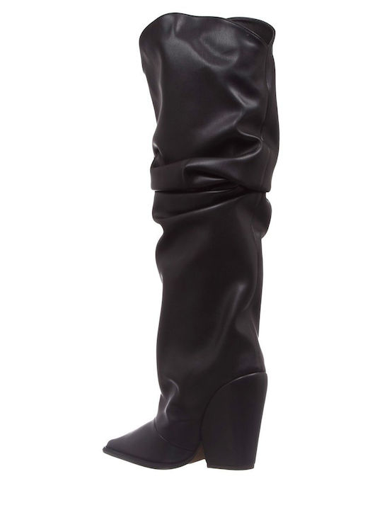 Synthetic Leather High Heel Women's Boots Black