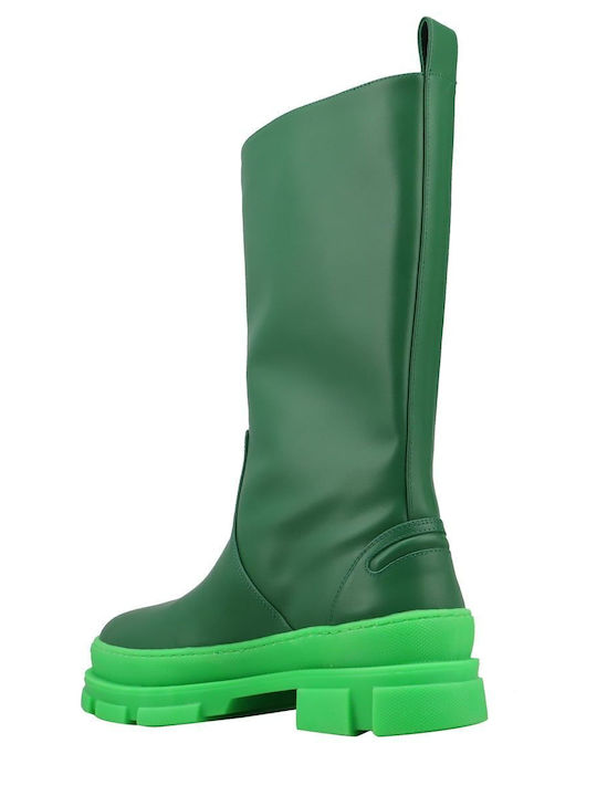 Leather Women's Boots Green