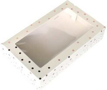 Punctat & Fereastră Alimente Hârtie Cutie pentru Cadou Alb 20x12x20cm.