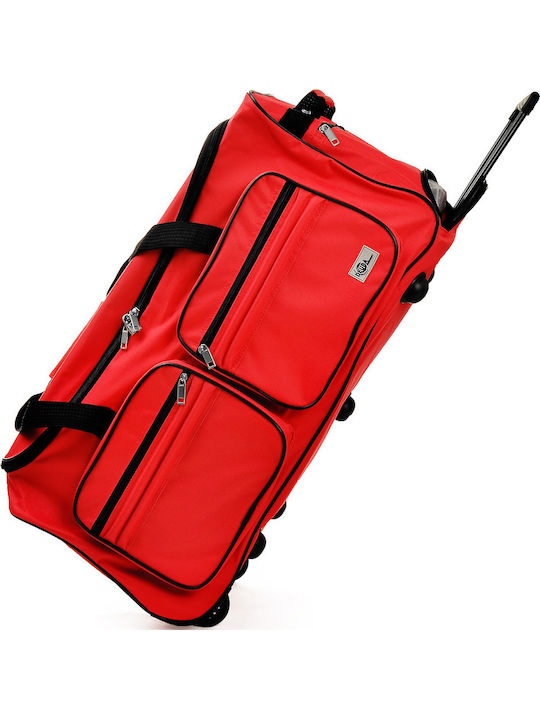 Geantă de voiaj roșie tip duffle cu troler 100 L