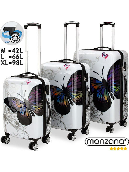 Set de bagaje Monzana Exopack din policarbonat multicolor 3 piese 56 X 37 X 23 cm 68 X 43 X 27 cm 75 X 49 X 29 cm