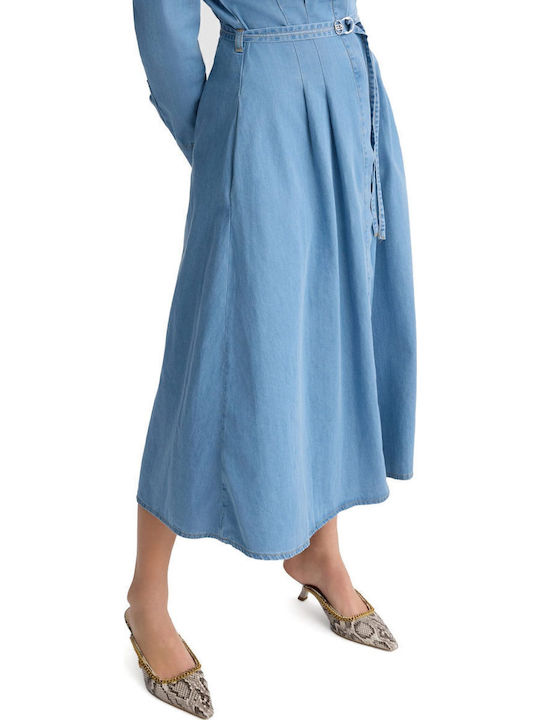 Midi Shirt Dress Light Blue