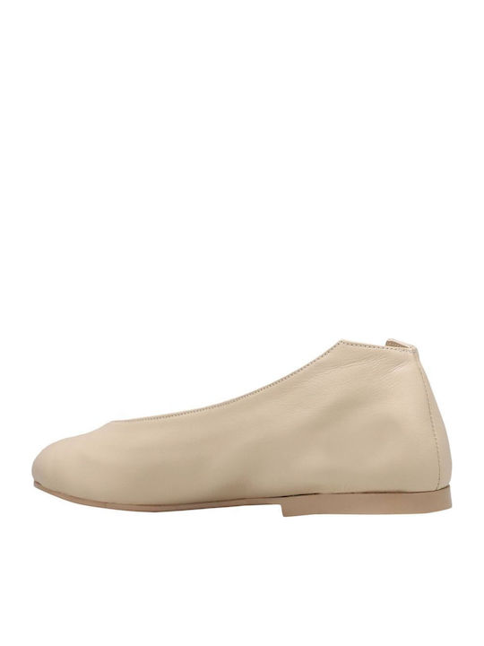Leather Ballerinas Beige