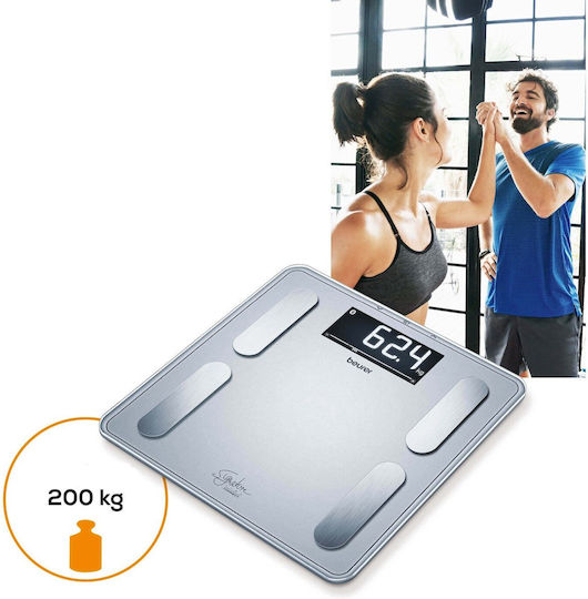 Beurer Smart Ζυγαριά 200kg με Λιπομετρητή & Bluetooth Ασημί