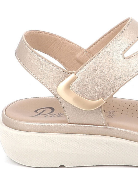 Women's Flat Sandals in Gold Color