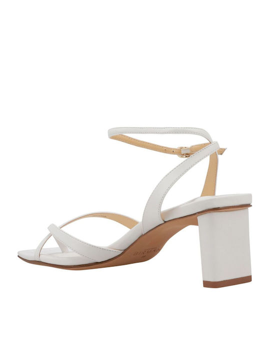 Leather Women's Flat Sandals in White Color