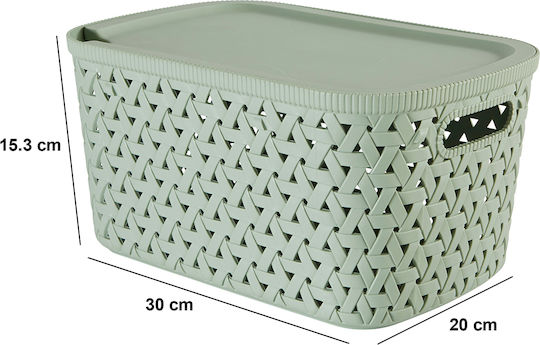 5Five Storage Basket Plastic with Lid Green 6.7lt 1pcs