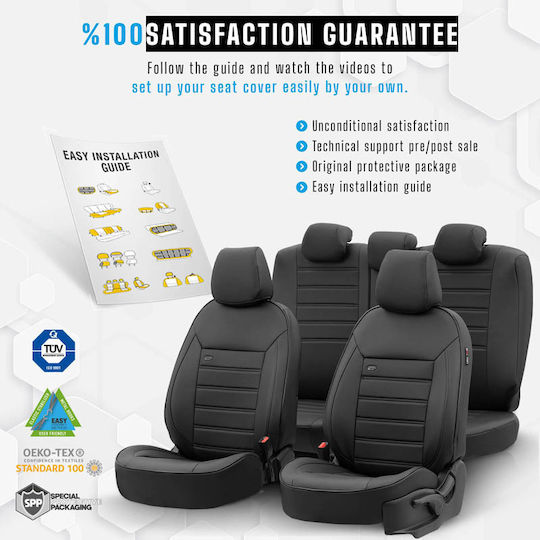 Auto Gs Car Cover Set 11pcs Leatherette Black