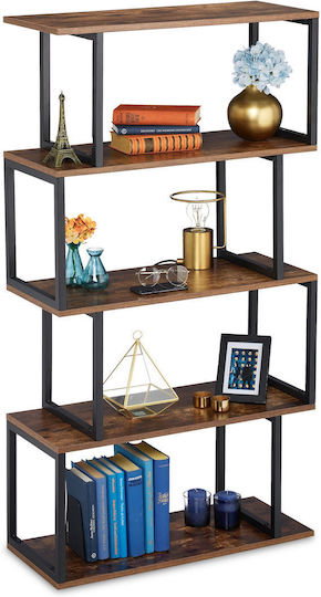 Relaxdays Bibliothek Braun 136x73x30cm