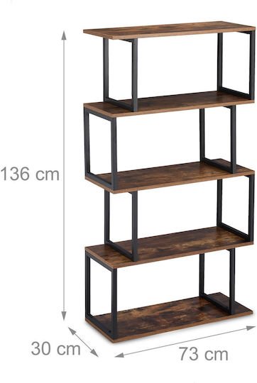 Relaxdays Bibliothek Braun 136x73x30cm