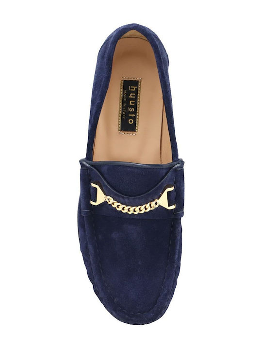 Suede Damen Mokassins in Blau Farbe
