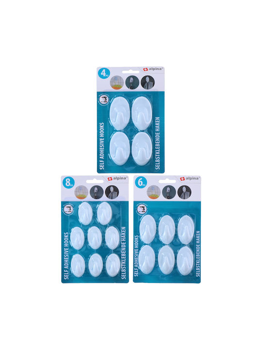 Wall Hanger Hooks Plastic White 8 Pieces