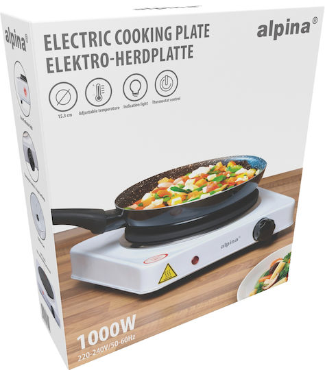 Alpina Countertop Burner Emaille Single Weiß