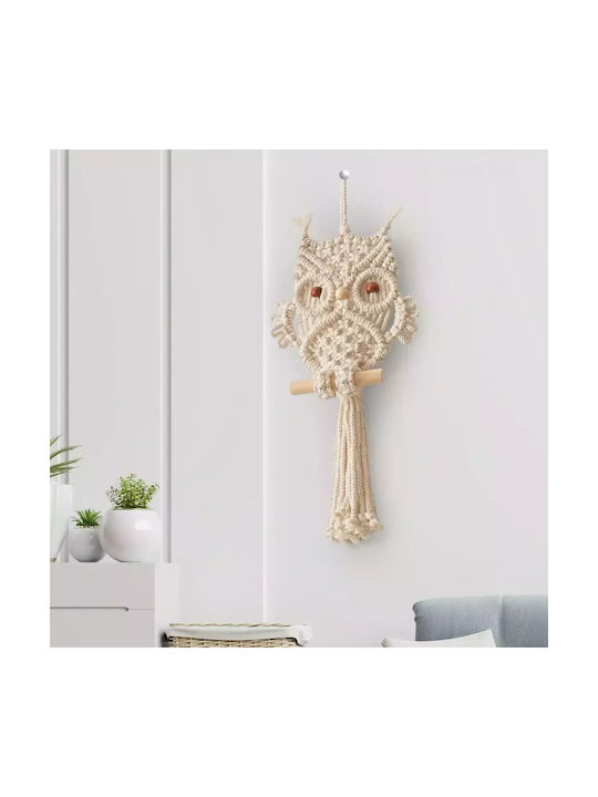SP Souliotis Hanging Wall Decor Owl Ecru Fabric 60cm